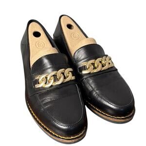 Calla Loafers Black Leather Gold Hardwear Made for Bunions 38.5 Made in Portugal